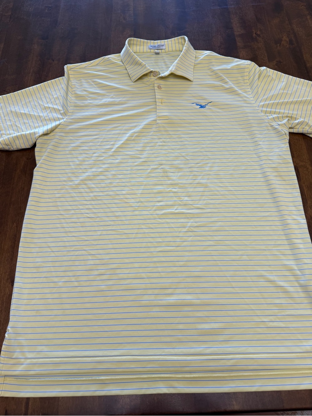 Peter Millar Summer Comfort Men's Yellow/Blue Stripe Golf Polo Eagle XL